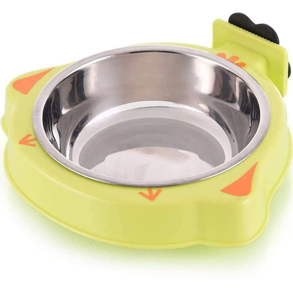 Emily Pets Stainless Crate Bowl with Removable Feeder Bowl for Pets (Green)
