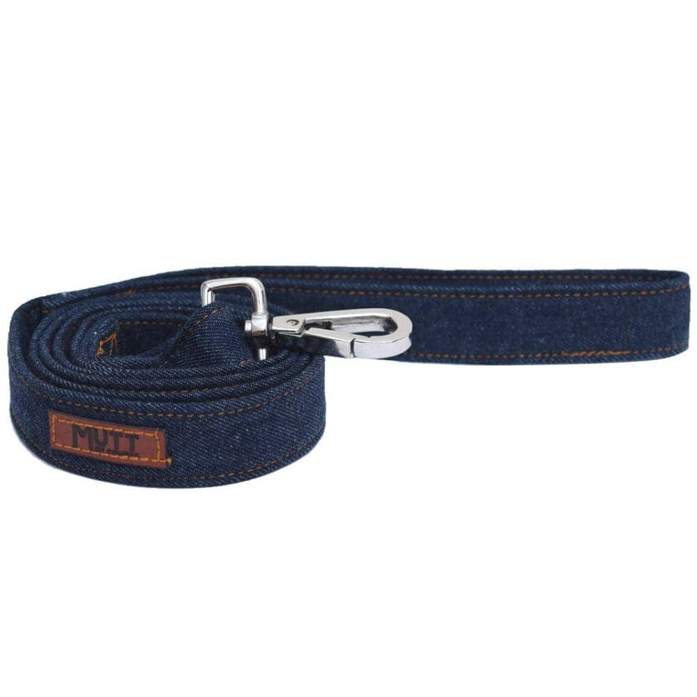 Mutt of Course Denim Dog Leash(Dark Blue)