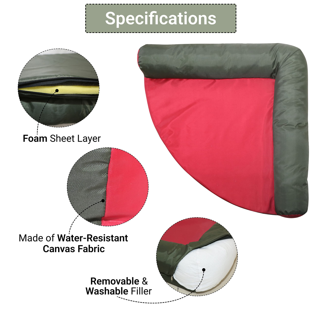 Hiputee Corner Waterproof Bed for Pets (Green-Red)
