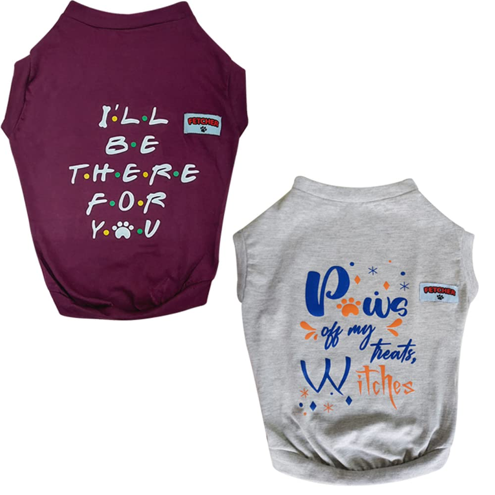 Fetcher Grey & Wine Premium T-Shirts for Pets (Set of 2)