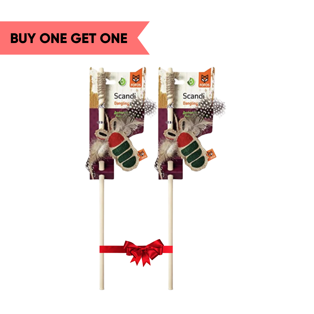 Fofos Scandi Beetle with Wooden Stick Toy for Cats (Buy 1 Get 1 Free)