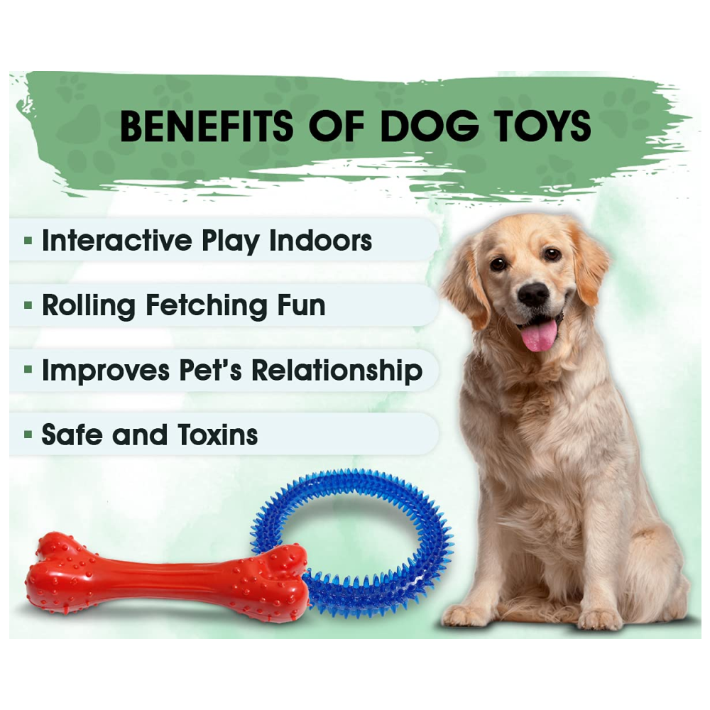 Boltz Combo of Bone and Spike Ring Toy for Dogs (Assorted)