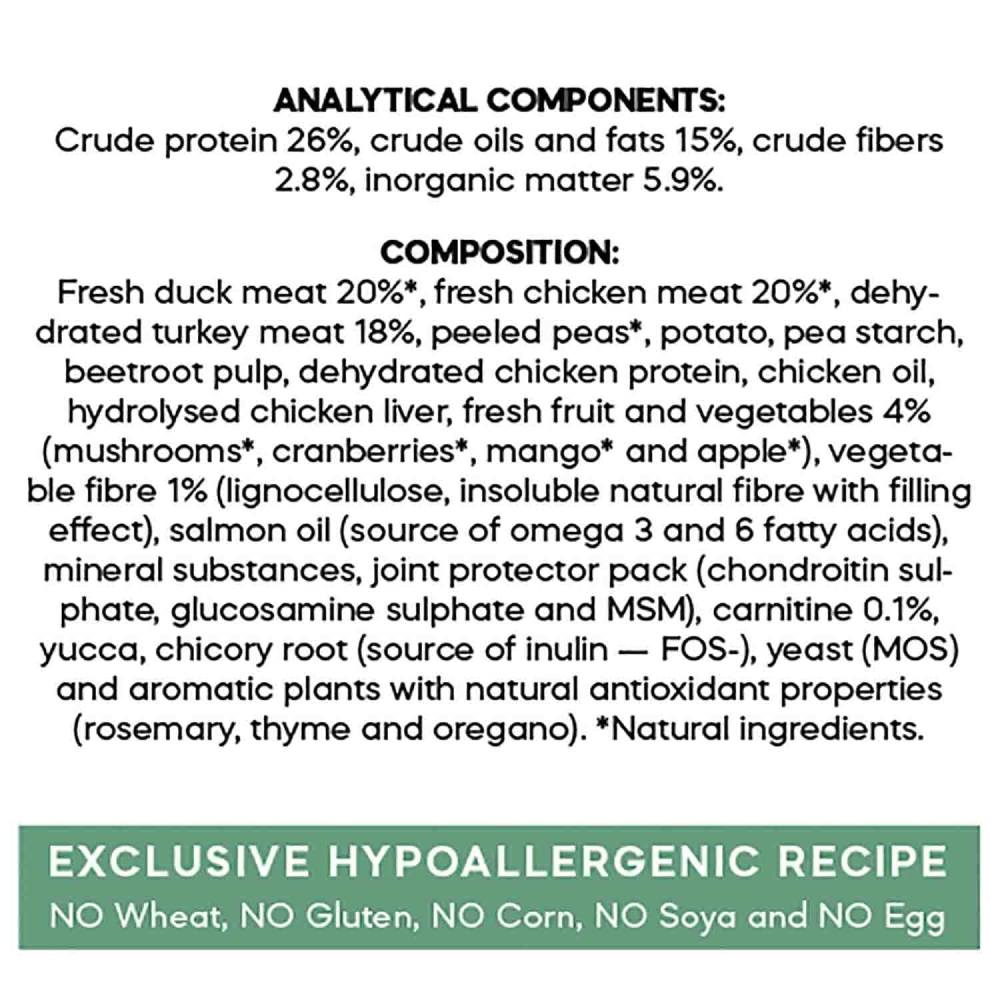 Dibaq Sense Duck & Turkey Grain Free Hypoallergenic Light & Senior Dry Dog Food
