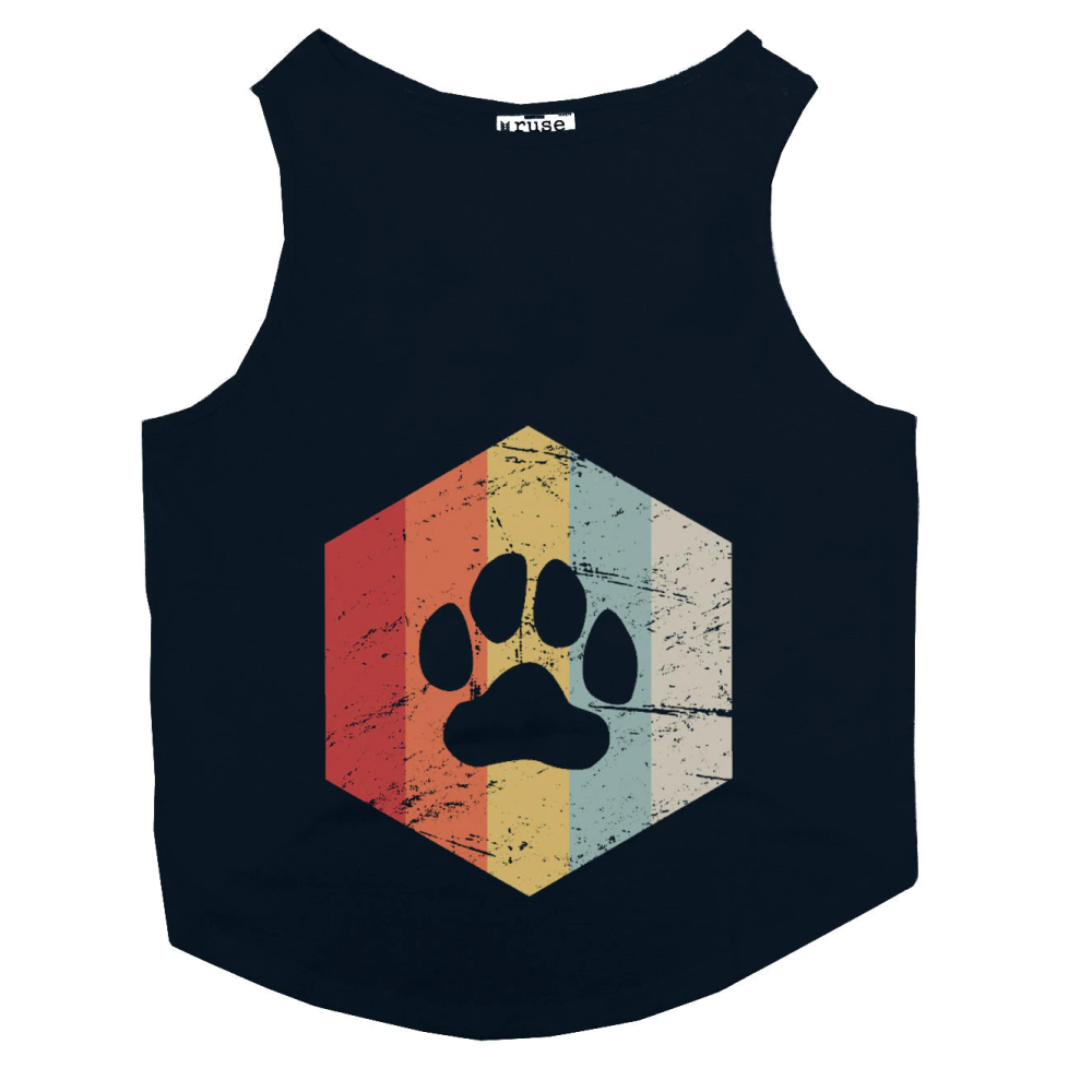 Ruse Striped Paw Printed Sleeveless T-Shirt for Dogs (Navy)