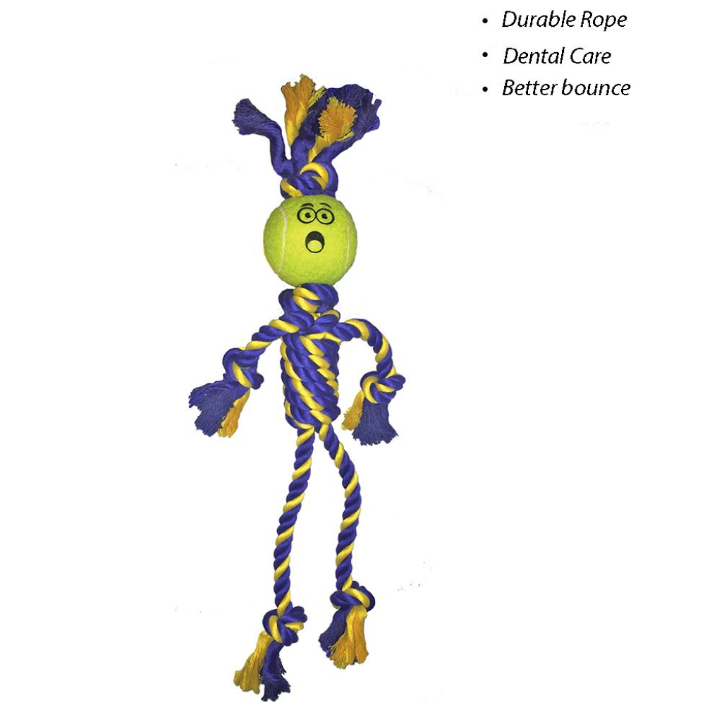 Petsport Braided Rope Rasta Man with Tennis Ball