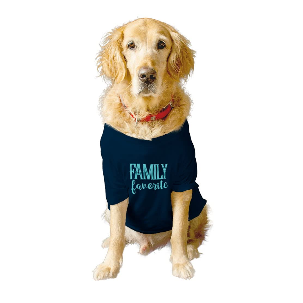 Ruse "Family Favourite" Printed Half Sleeves T-Shirt for Dogs (Navy)