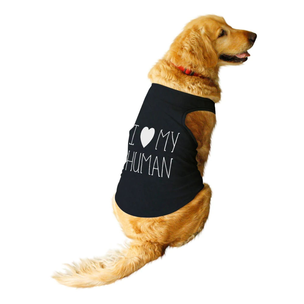 Ruse "I Love My Human" Foil Edition Sleeveless T-Shirt For Dogs (Black)