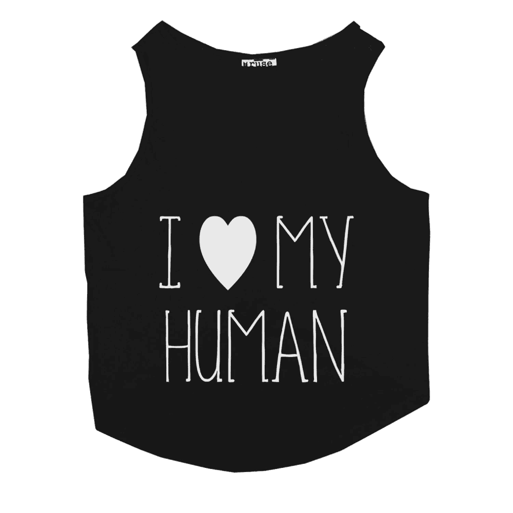 Ruse "I Love My Human" Foil Edition Sleeveless T-Shirt For Dogs (Black)