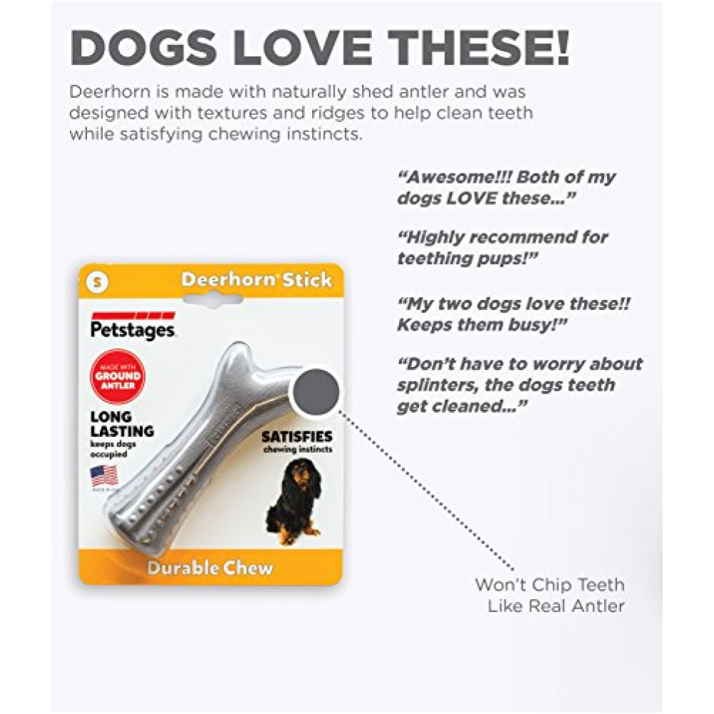 Petstages Deerhorn Durable Chew Toy for Dogs