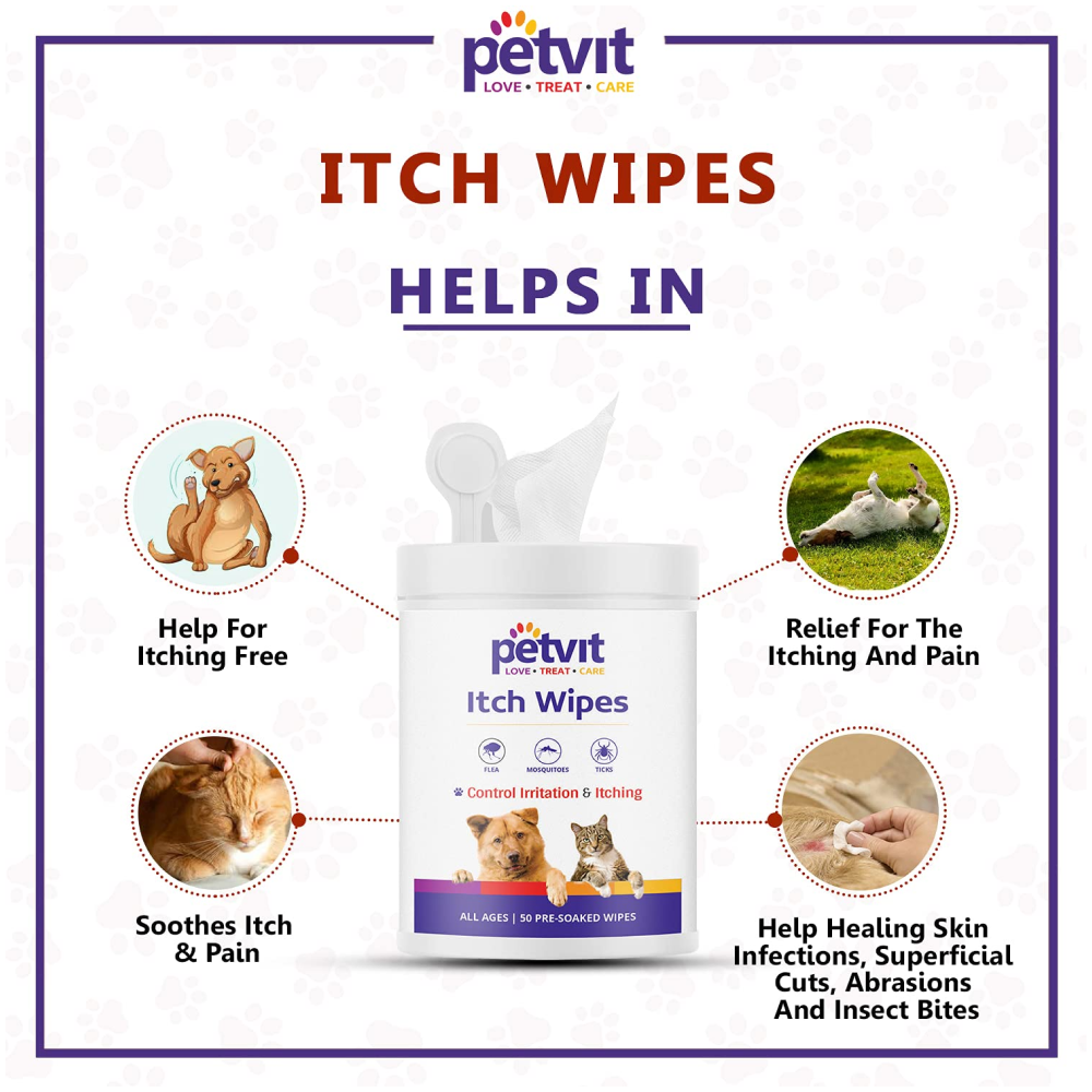 Petvit Itch Wipes for Pets