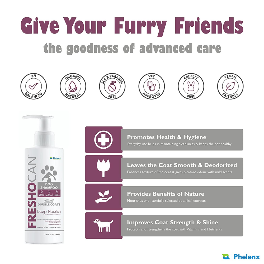 Phelenx Freshocan Double Coat Shampoo for Dogs