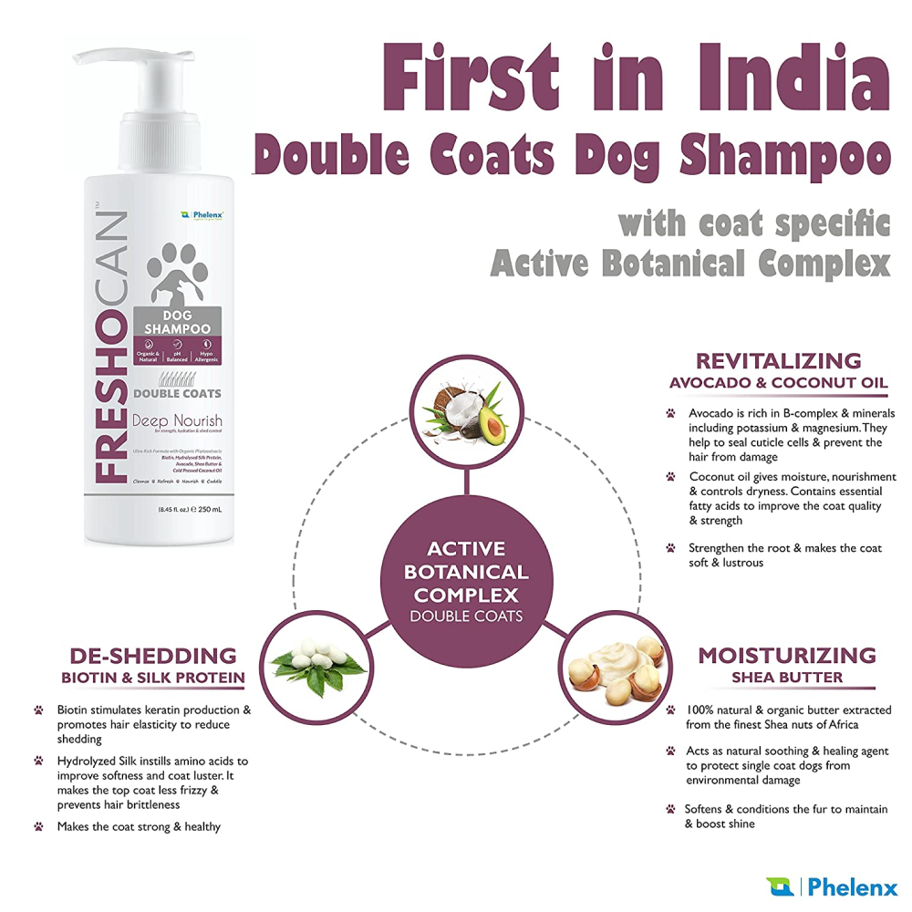 Phelenx Freshocan Double Coat Shampoo for Dogs