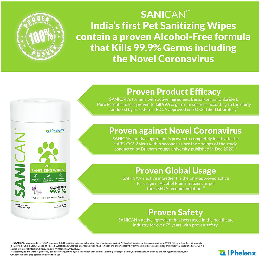Phelenx Sanican Sanitizing Wipes for Pets