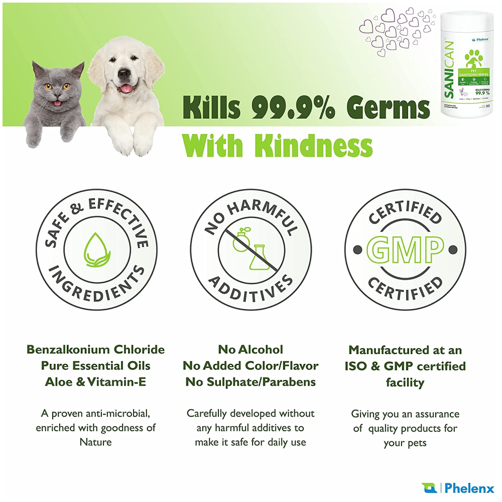 Phelenx Sanican Sanitizing Wipes for Pets