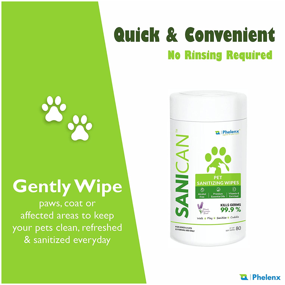 Phelenx Sanican Sanitizing Wipes for Pets