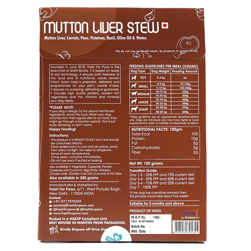 Fresh For Paws Mutton Liver Stew Dog Wet Food