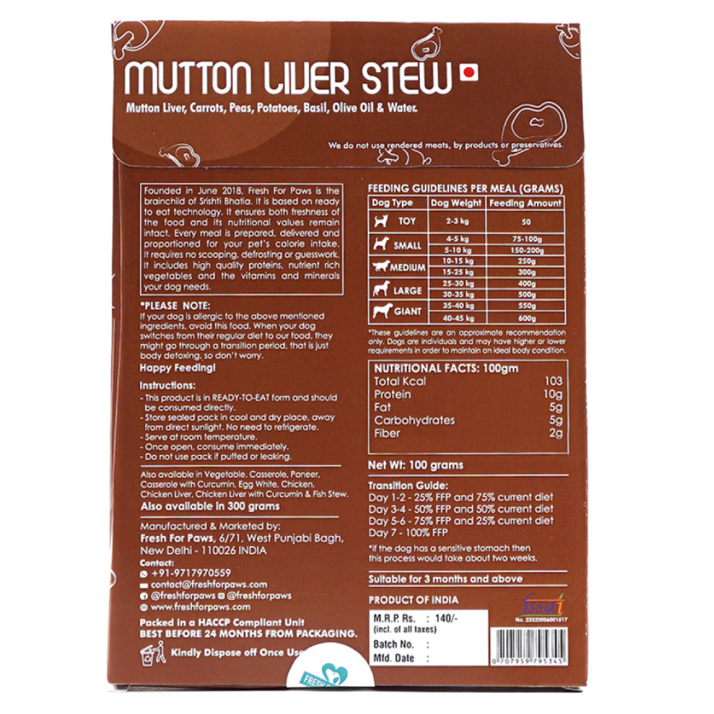 Fresh For Paws Mutton Liver Stew & Chicken Liver Stew Dog Wet Food