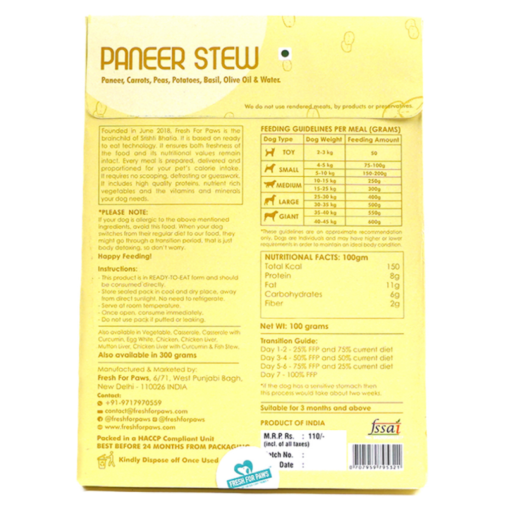 Fresh For Paws Paneer Stew Vegetarian Dog Wet Food