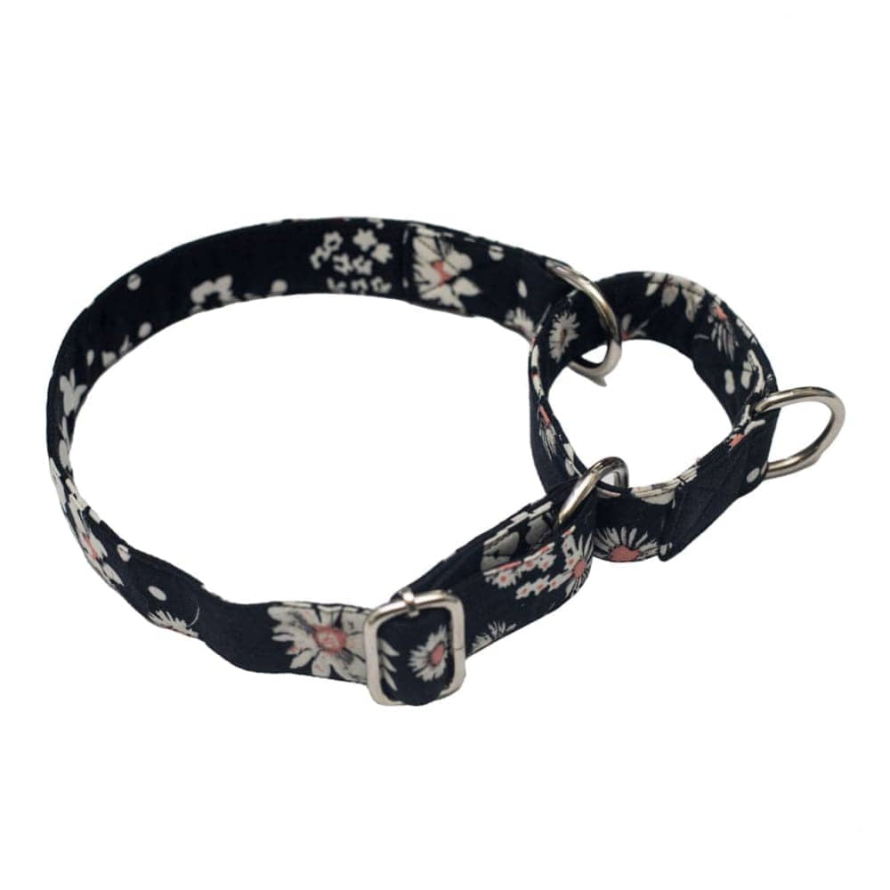 Pet And Parents (Namaste Pets) Black Floral Double Padded Martingale Collar for Dogs