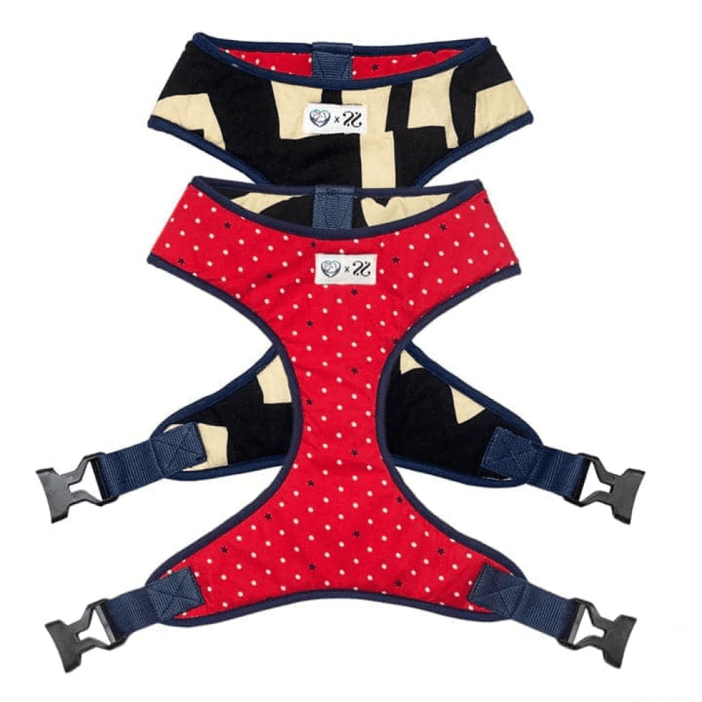 Pet And Parents (Namaste Pets) Starry Graffiti Reversible Harness for Dogs (Red)