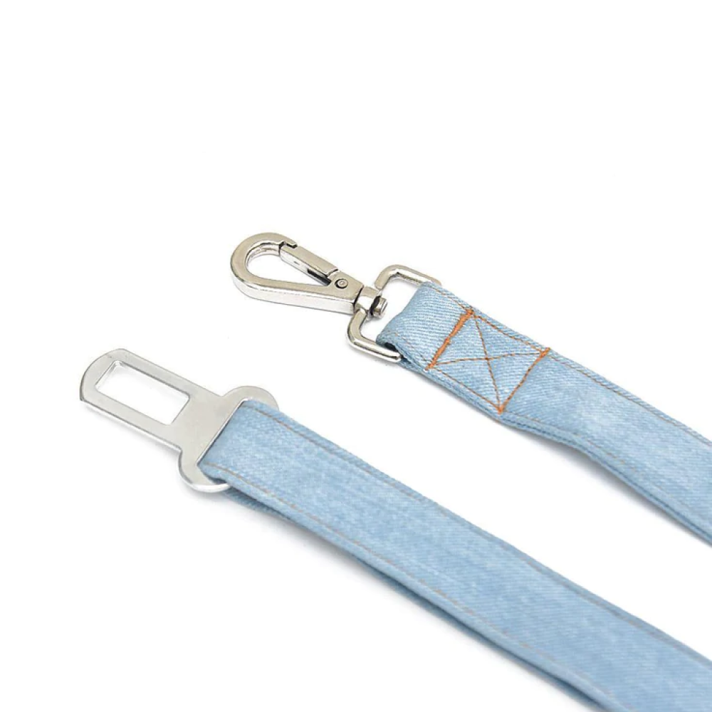Mutt of Course Denim Car Seat Belt for Pets(Light Blue)