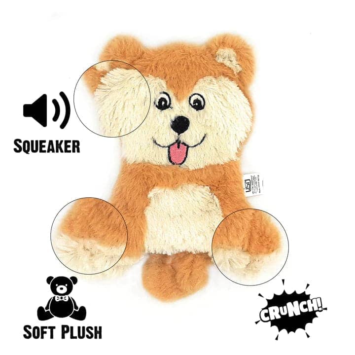 Goofy Tails Husky Unstuffed Crinkle with Squeaky Plush Toy for Dogs