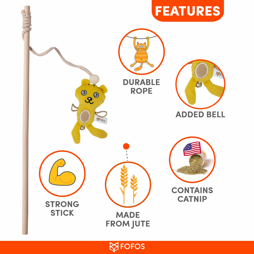 Fofos Cat Wand Tiger Toy for Cats