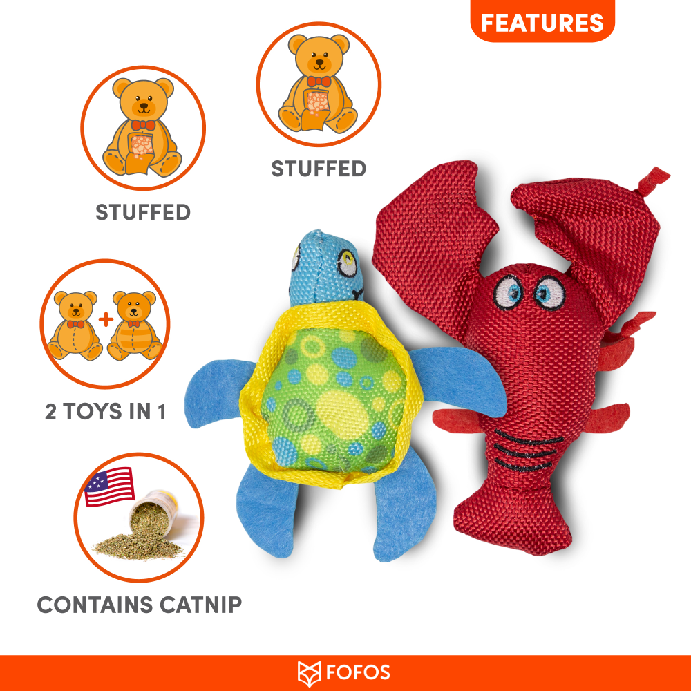 Fofos Summer Turtle with Lobster Toys for Cat