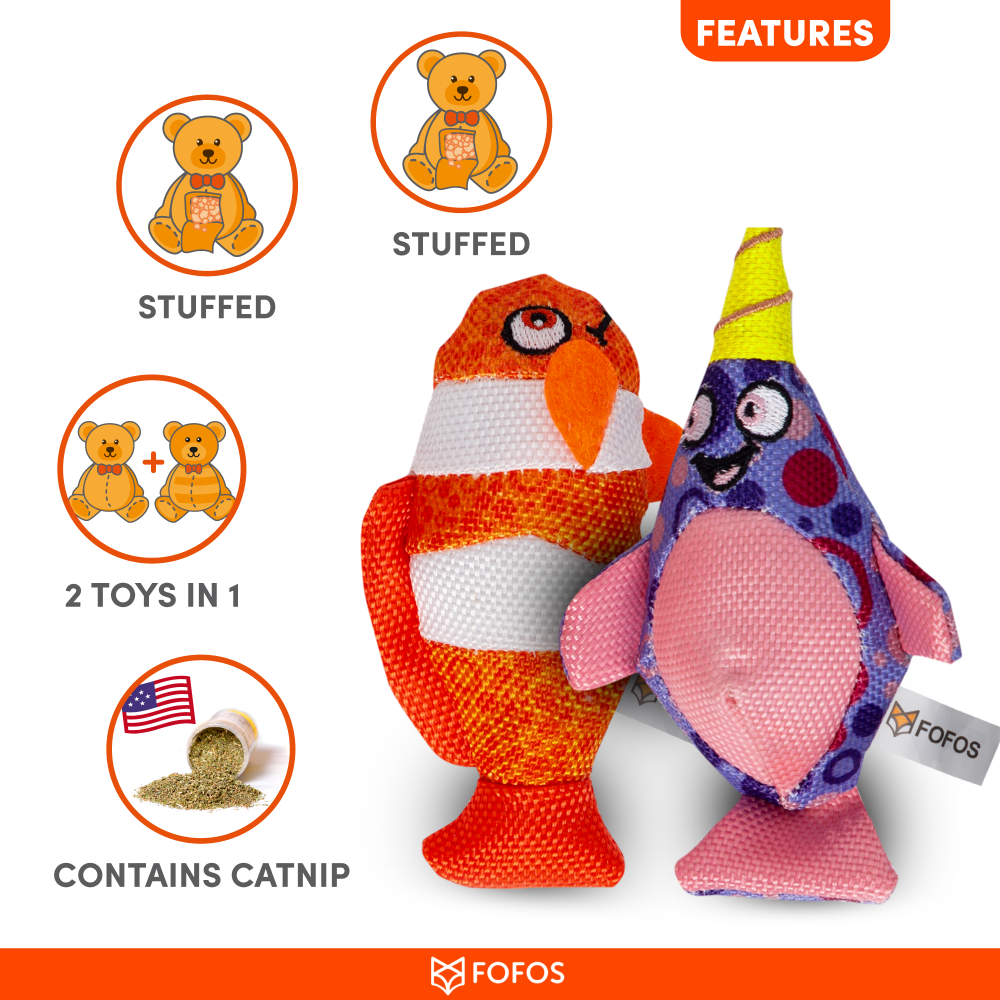 Fofos Summer Sperm Whales with Clown Fish Toy for Cats