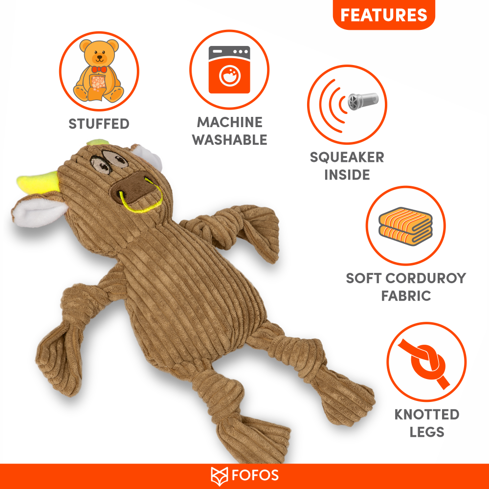 Fofos Fluffy Cow Brown Toy for Dogs