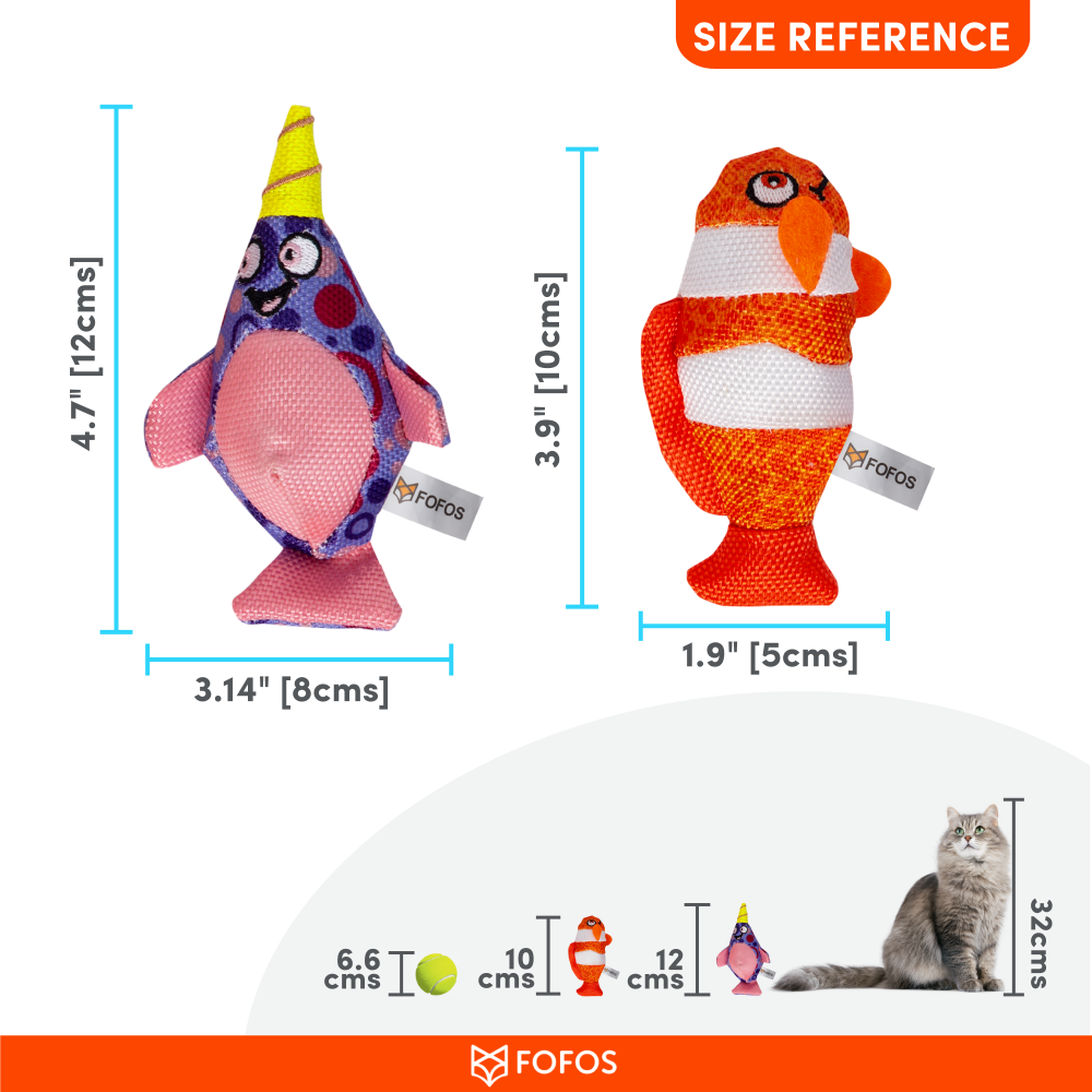 Fofos Summer Sperm Whales with Clown Fish Toy for Cats