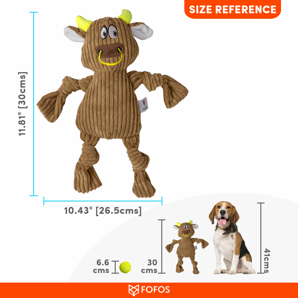 Fofos Fluffy Cow Brown Toy for Dogs