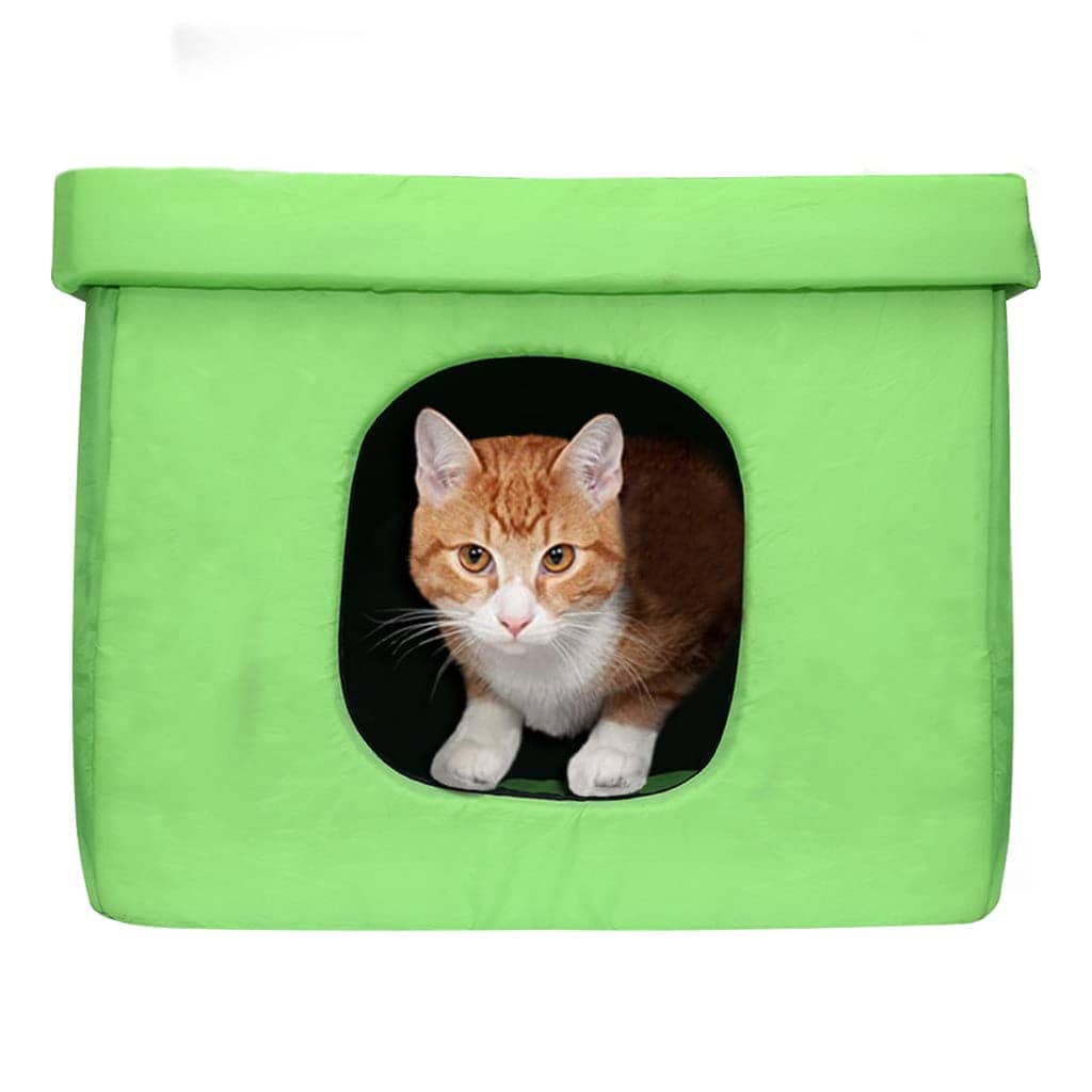 Hiputee Premium Square Box Shape Waterproof Hut for Pets (Green-Black)