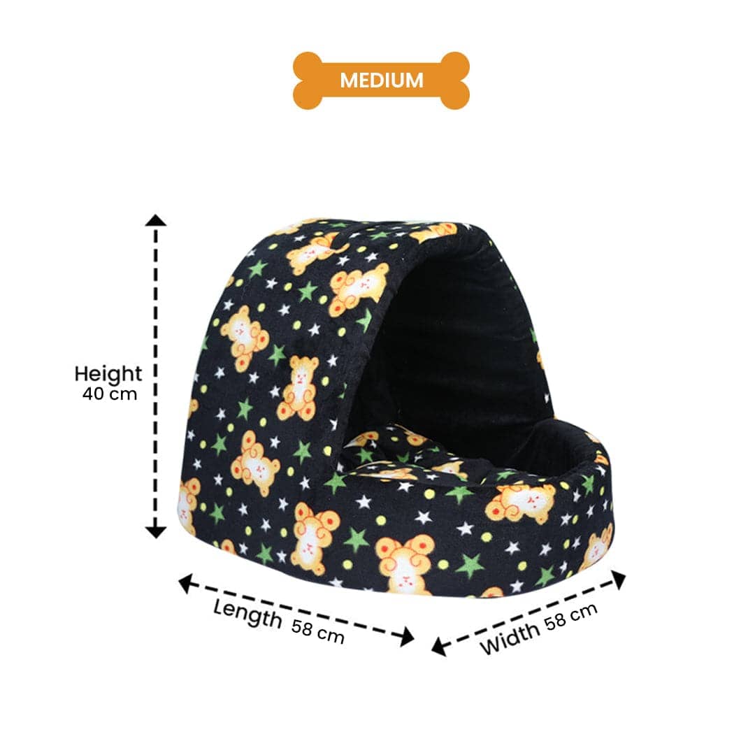 Hiputee Soft Velvet Baby Printed Cave House for Pets