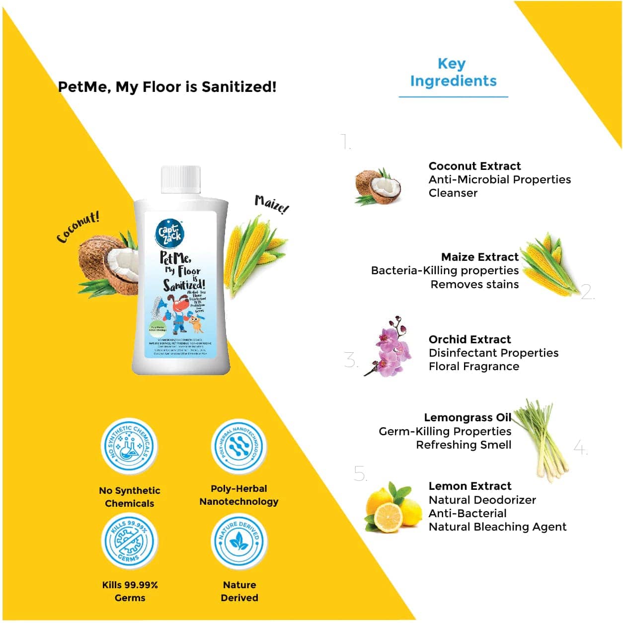 Captain Zack PetMe My Floor is Sanitized! Floor Cleaner for Pets