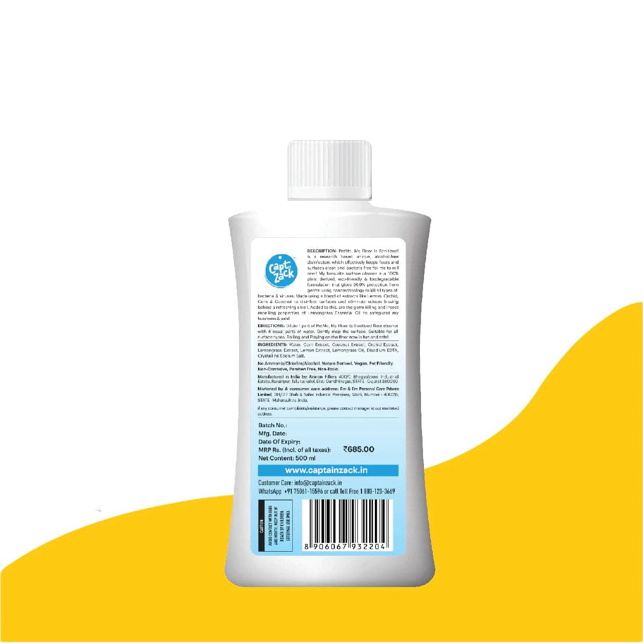 Captain Zack PetMe My Floor is Sanitized! Floor Cleaner for Pets