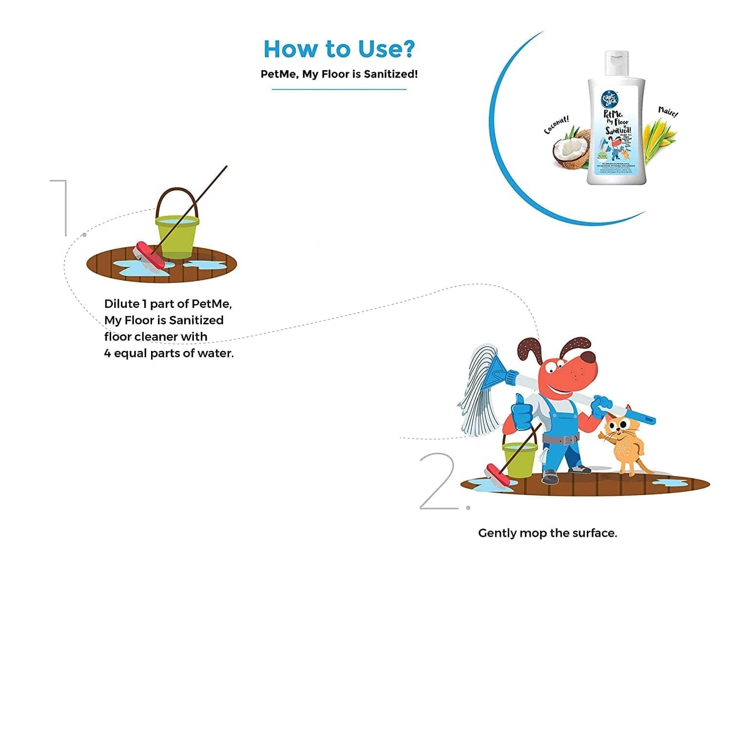 Captain Zack PetMe My Floor is Sanitized! Floor Cleaner for Pets
