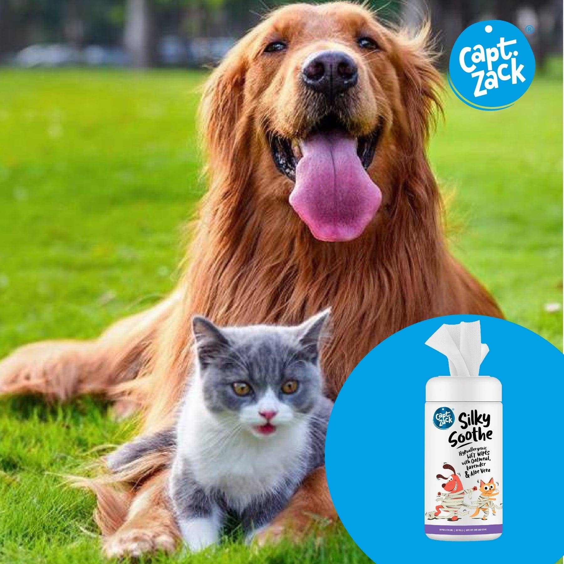 Captain Zack Silky Soothe Hypoallergenic Wipes for Pets