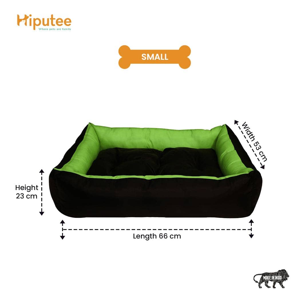 Hiputee Premium Waterproof Reversible Washable Bed for Pets (Green-Black)