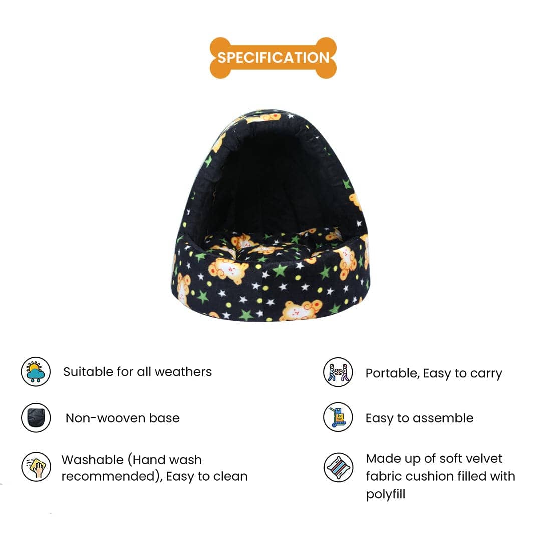 Hiputee Soft Velvet Baby Printed Cave House for Pets