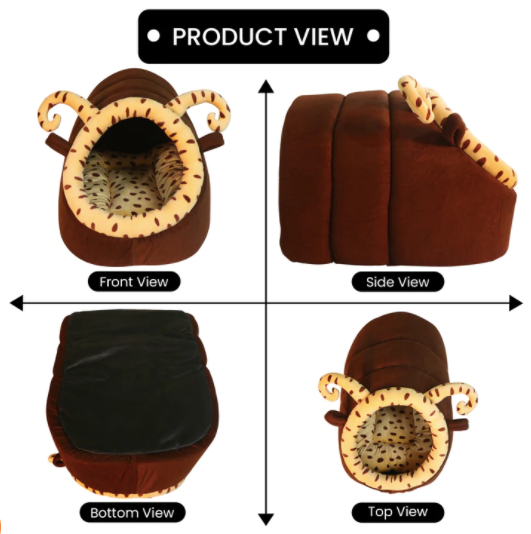 Hiputee Bee Shape Dotted Dual Color Velvet Fabric/Hut for Pets