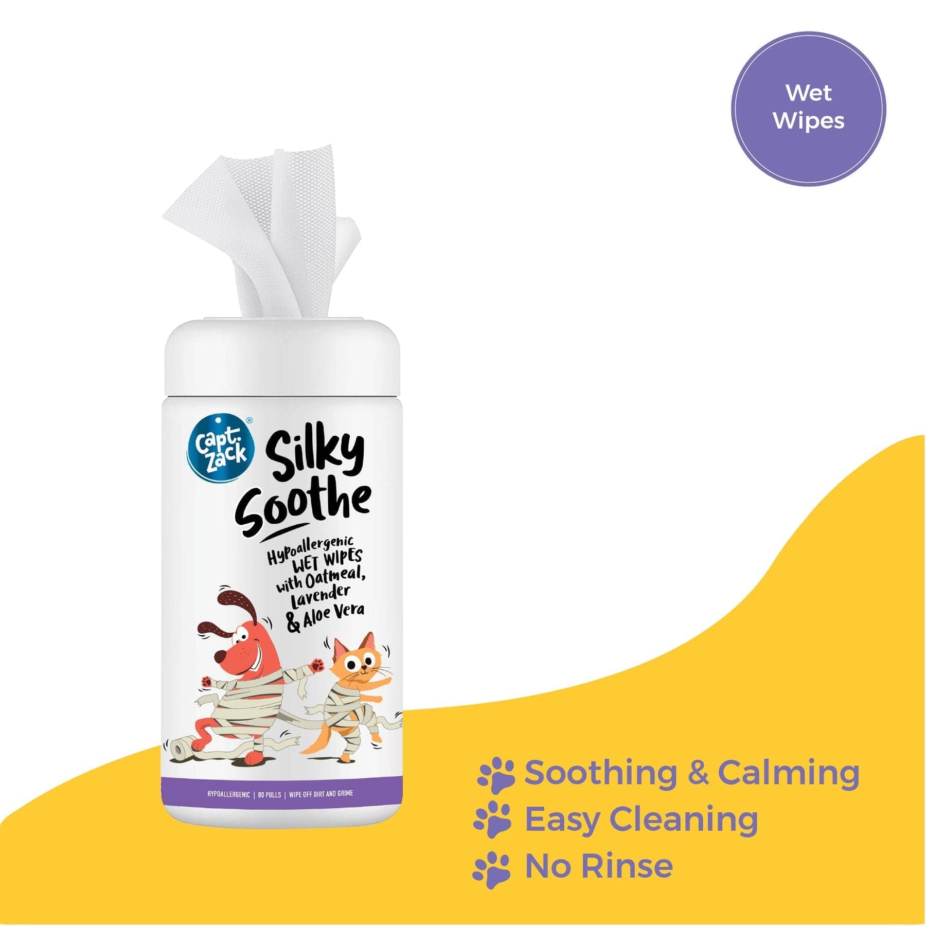 Captain Zack Silky Soothe Hypoallergenic Wipes for Pets