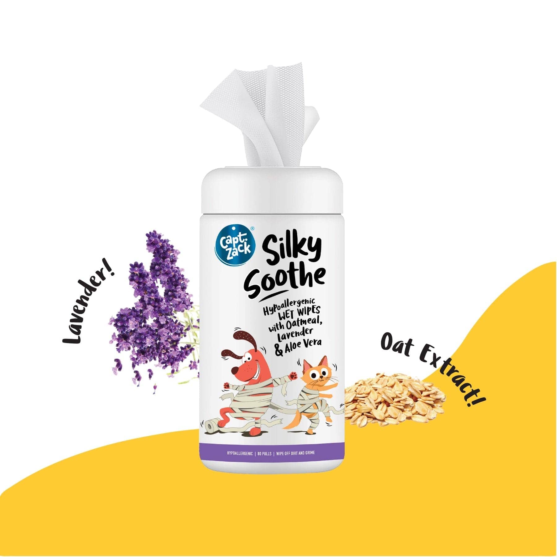 Captain Zack Silky Soothe Hypoallergenic Wipes for Pets