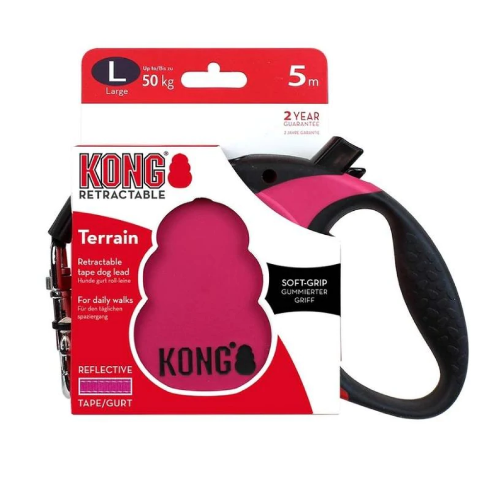 Kong Terrain Retractable Leash for Pets (Fuchsia)