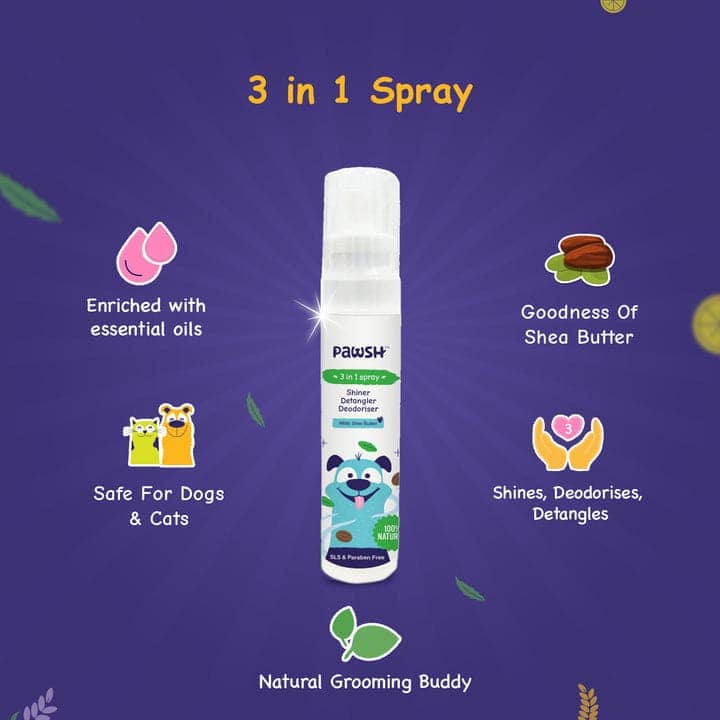 Pawsh 3 in 1 Spray (Shiner+Detangler+Deodoriser)