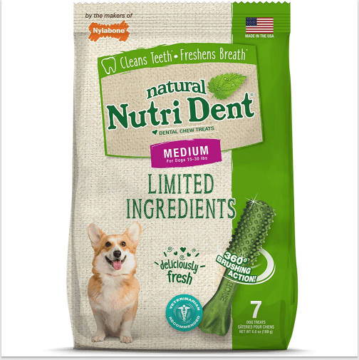 Nylabone Fresh Breath Flavored Nutri Dent Dental Dog Treats for Medium Breed Dogs