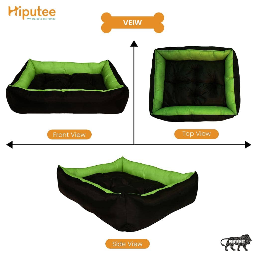 Hiputee Premium Waterproof Reversible Washable Bed for Pets (Green-Black)
