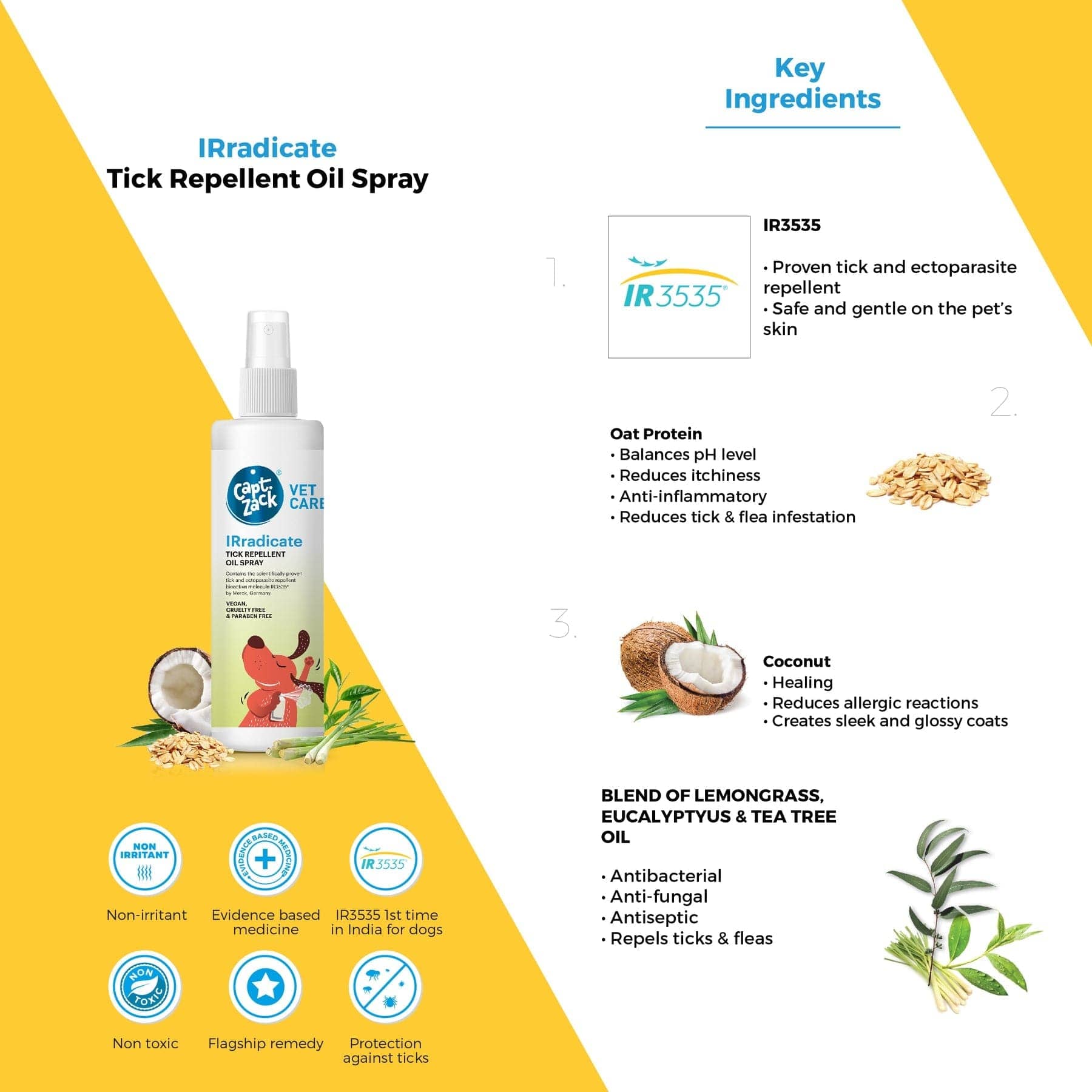 Captain Zack IRradicate Tick Repellent Oil Spray for Dogs
