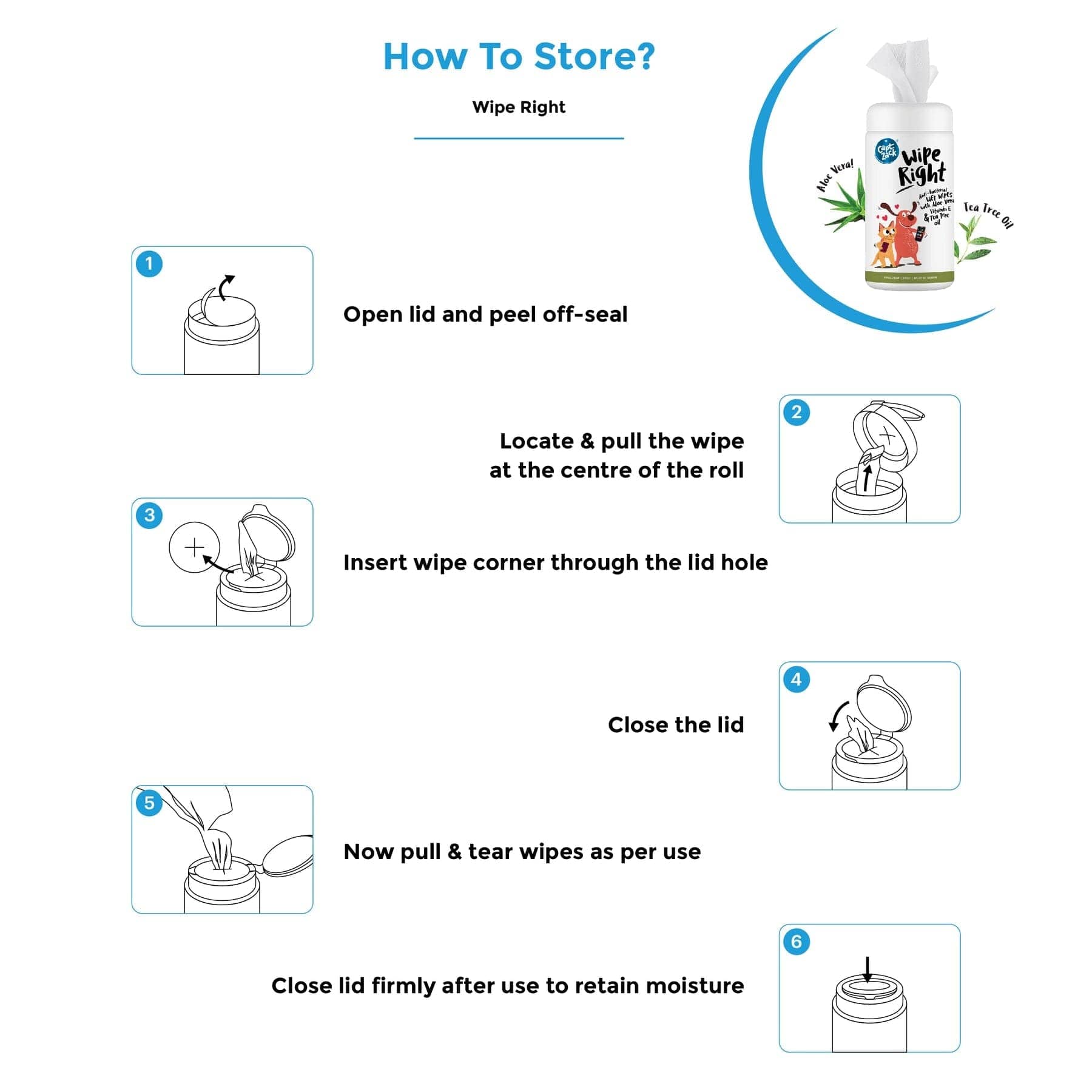 Captain Zack Wipe Right Anti- Bacterial Pet Wipes for Dogs