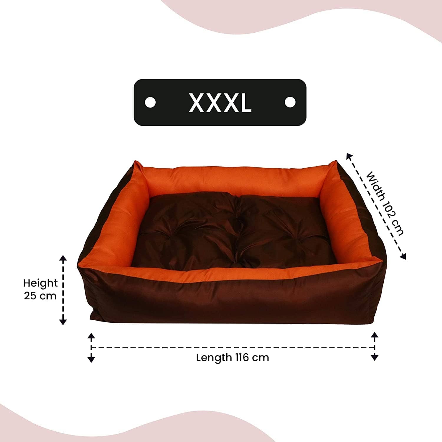 Hiputee Premium Waterproof Reversible Washable Bed for Pets (Orange-Brown)
